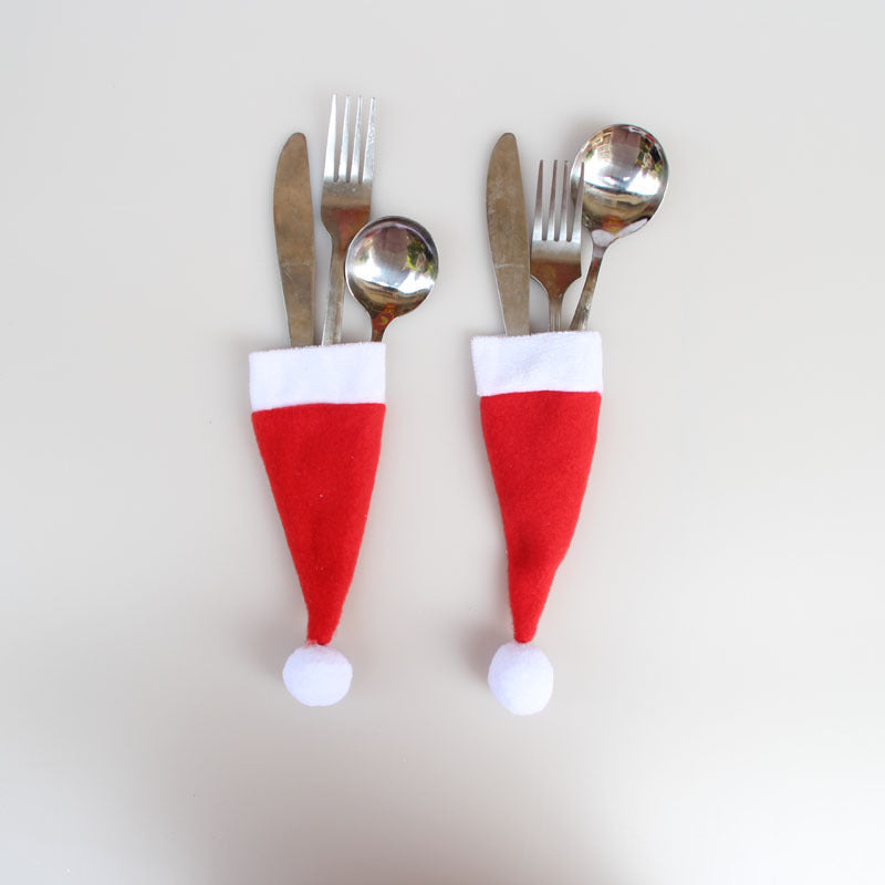 10 Piece Santa Hat Cutlery Holder Set